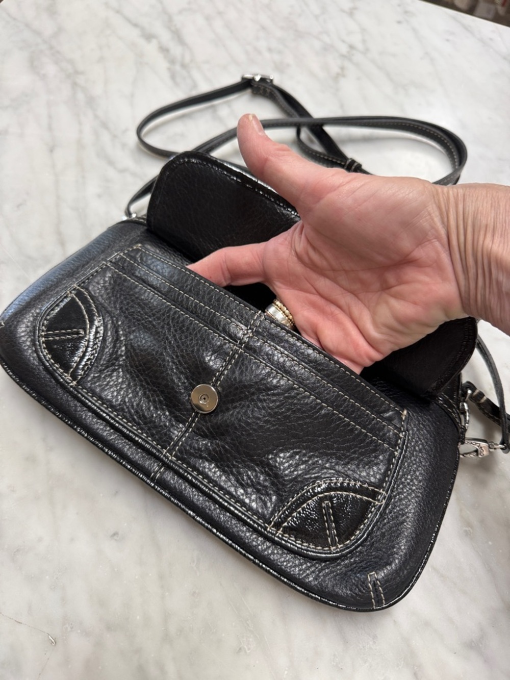 Brighton Black Patent Leather/Leather Clutch Wristlet Crossbody Bag - Picture 3 of 10